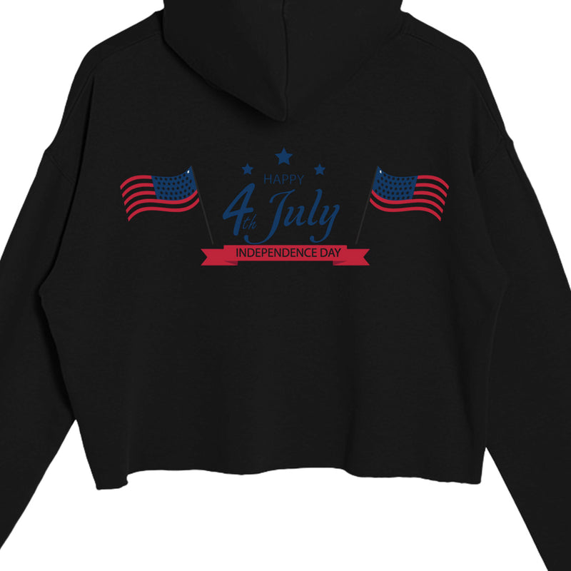 Independence Day Ladies' Crop Hooded Sweatshirt LS12000