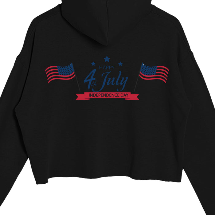 Independence Day Ladies' Crop Hooded Sweatshirt LS12000