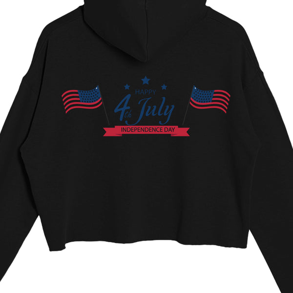 Independence Day Ladies' Crop Hooded Sweatshirt LS12000
