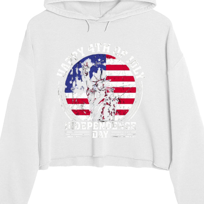 Independence Day Ladies' Crop Hooded Sweatshirt LS12000