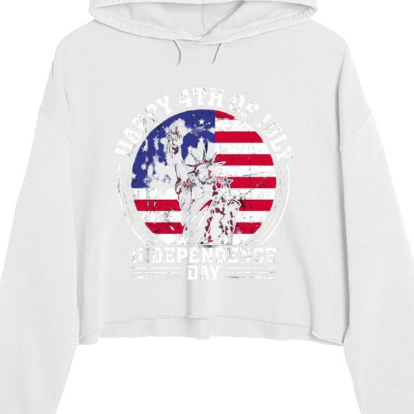 Independence Day Ladies' Crop Hooded Sweatshirt LS12000