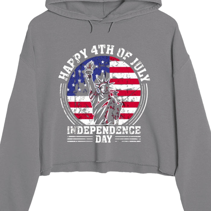 Independence Day Ladies' Crop Hooded Sweatshirt LS12000