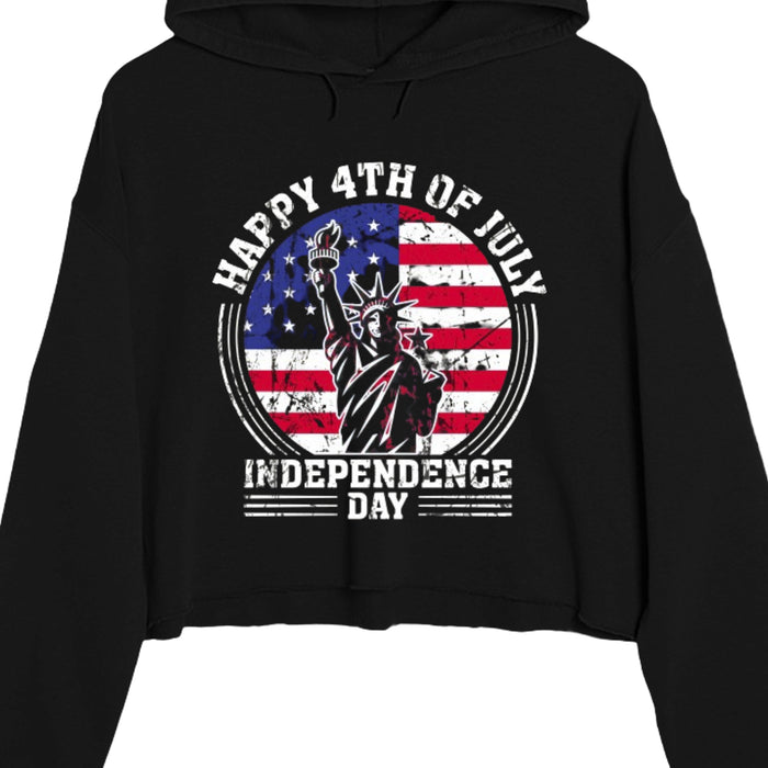 Independence Day Ladies' Crop Hooded Sweatshirt LS12000