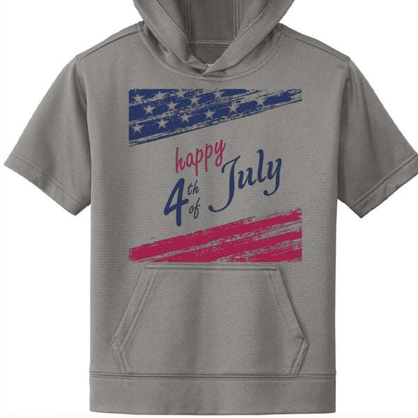 Independence Day Mens Fleece Short Sleeve Hooded Pullover YST251