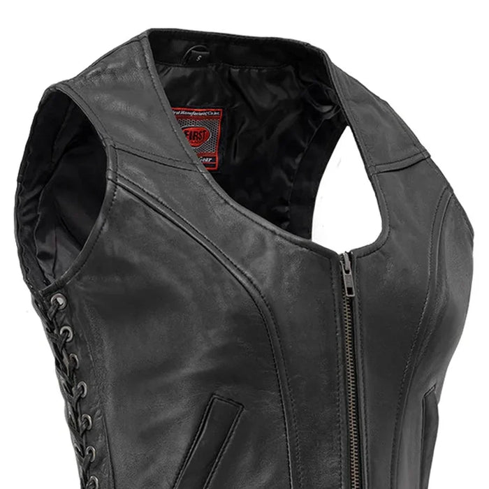 Raven Women's Motorcycle Leather Vest