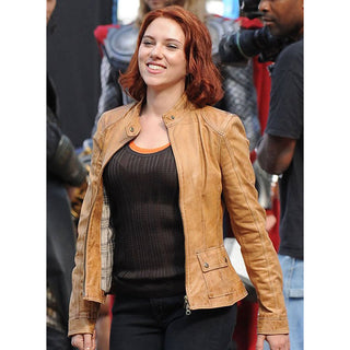Scarlett Johansson The Avengers Leather Jacket Tan