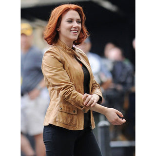 Scarlett Johansson The Avengers Leather Jacket Tan