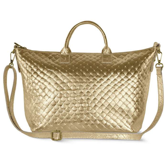 Urbino Metallic Suede Top-Handle Bag