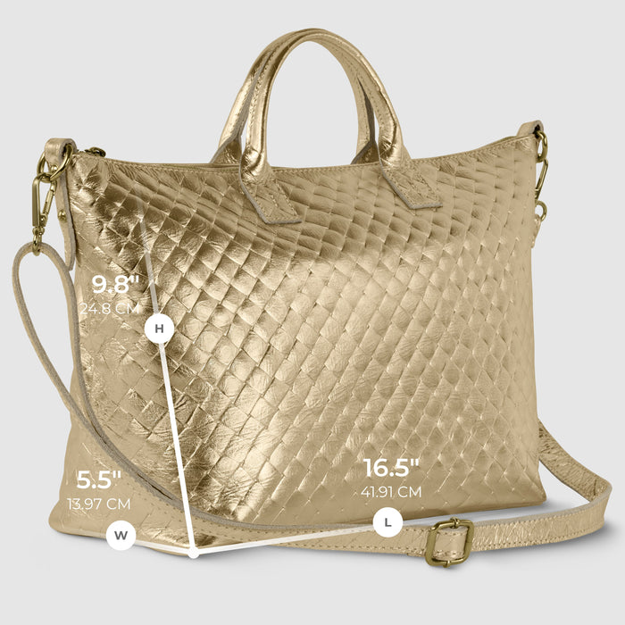 Urbino Metallic Suede Top-Handle Bag