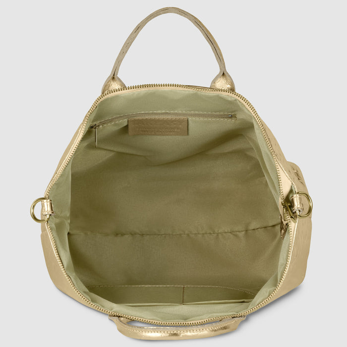 Urbino Metallic Suede Top-Handle Bag