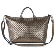 Urbino Metallic Suede Top-Handle Bag