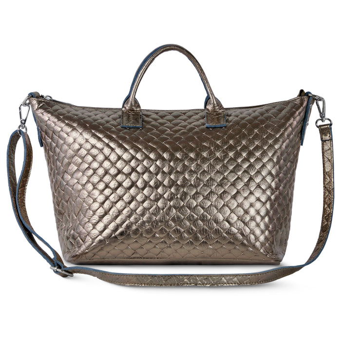 Urbino Metallic Suede Top-Handle Bag