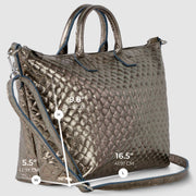 Urbino Metallic Suede Top-Handle Bag