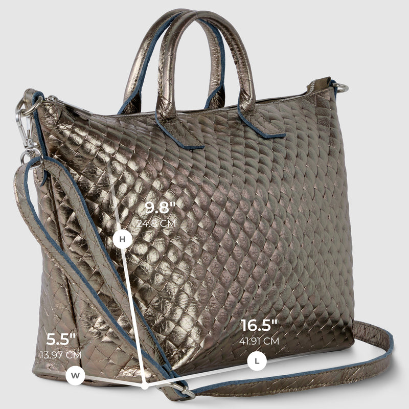 Urbino Metallic Suede Top-Handle Bag