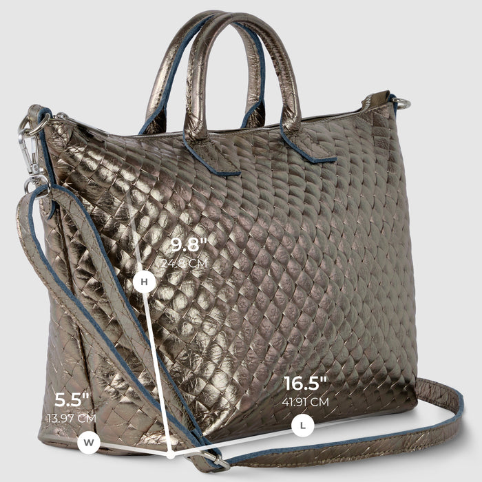 Urbino Metallic Suede Top-Handle Bag