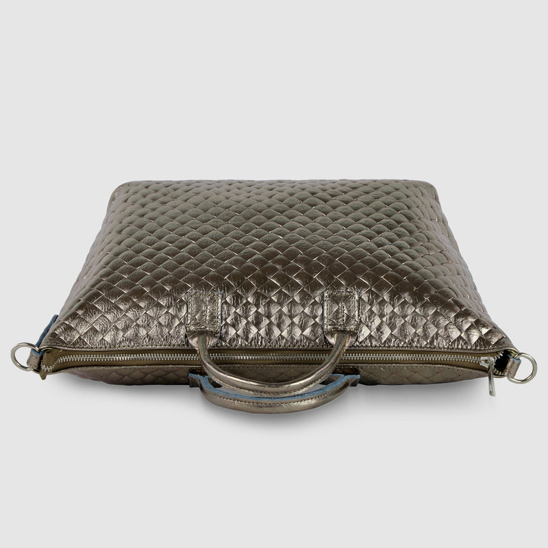 Urbino Metallic Suede Top-Handle Bag