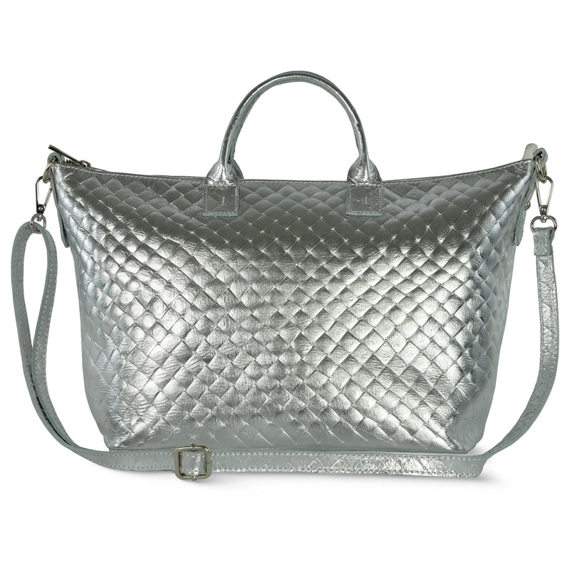 Urbino Metallic Suede Top-Handle Bag