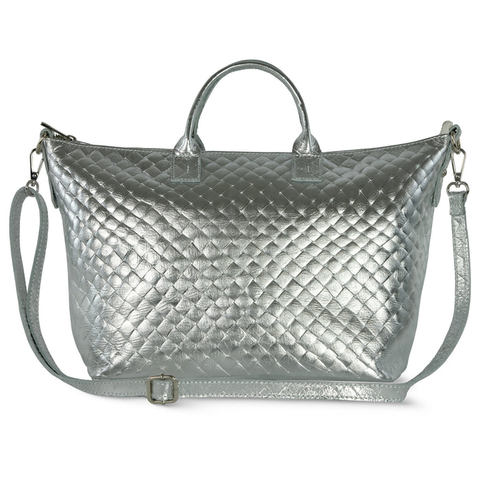 Urbino Metallic Suede Top-Handle Bag