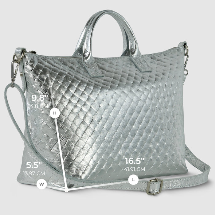 Urbino Metallic Suede Top-Handle Bag