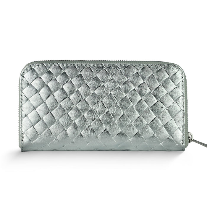 Genuine Woven-Embossed Metallic Suede Wallet | Trento