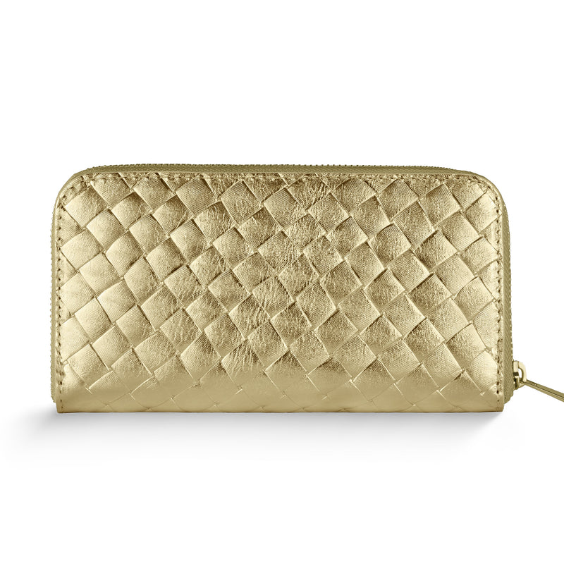 Genuine Woven-Embossed Metallic Suede Wallet | Trento