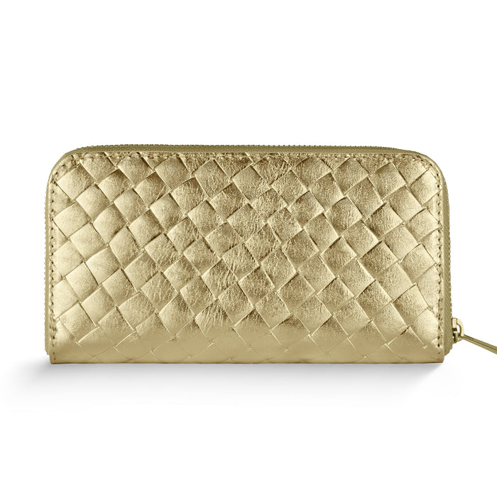 Genuine Woven-Embossed Metallic Suede Wallet | Trento