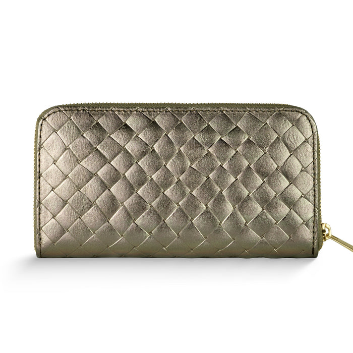 Genuine Woven-Embossed Metallic Suede Wallet | Trento