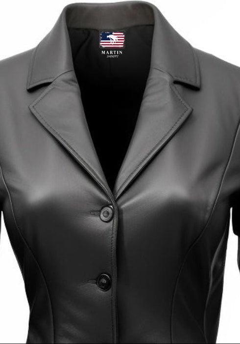 Women’s Black Leather Blazer Coat