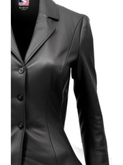 Women’s Black Leather Blazer Coat