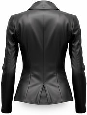 Women’s Black Leather Blazer Coat