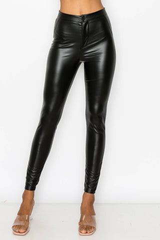 Martha Women's Black Leather Leggings