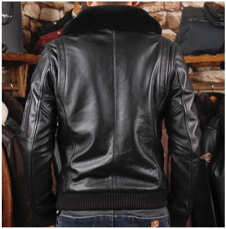 A2 USAF Pilot Leather Flight Jacket with Faux Fur Collar