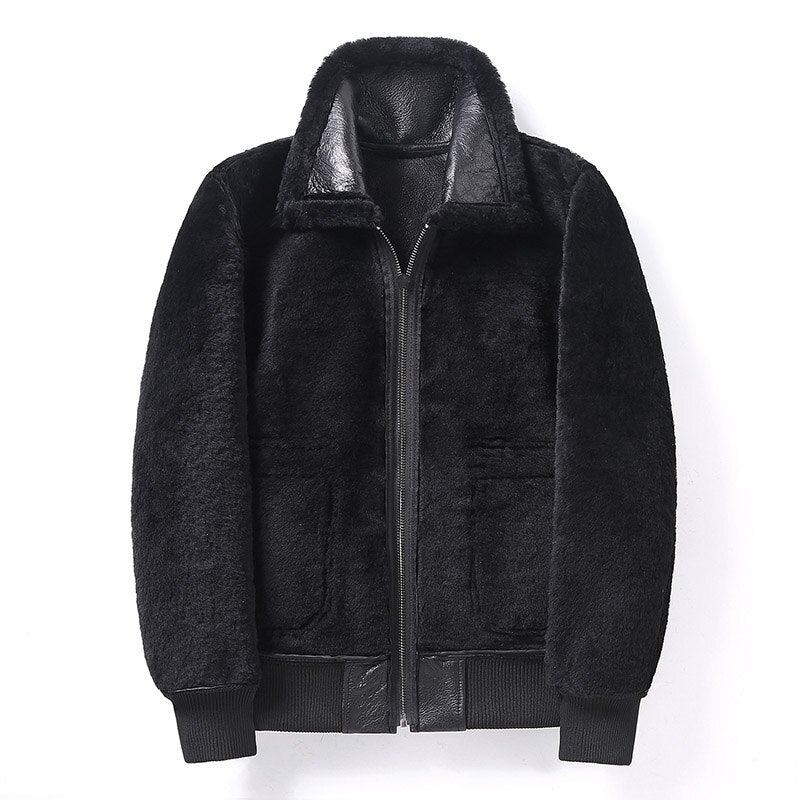 Aviator B6 Pilot Genuine Leather Jacket-Mens Leather Jacket-Inland Leather Co. Est. 2020-Black-XXXL-Inland Leather Co.