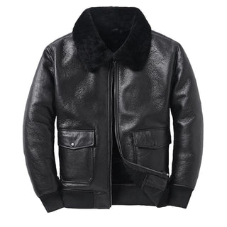 Aviator B6 Pilot Genuine Leather Jacket-Mens Leather Jacket-Inland Leather Co. Est. 2020-Black-XXXL-Inland Leather Co.