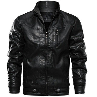 Benedict Men's Faux Leather Jacket-Mens Faux Leather Jacket-Inland Leather Co-black-L-Inland Leather Co.