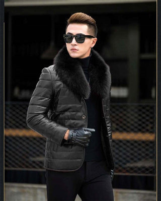 Bran Genuine Leather Jacket Men Real Sheepskin w Down – Inland