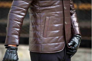 Bran Genuine Leather Jacket Men Real Sheepskin w Down-Mens Leather Jacket-Inland Leather Co.-black-XL-Inland Leather Co.