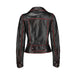 Buena Vista Womens Striped Short Biker Leather Jacket-Womens Leather Jacket-Inland Leather Co.-Inland Leather Co.