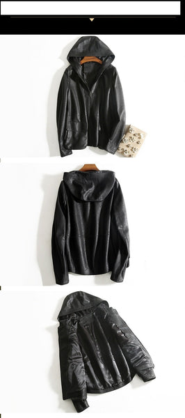 Casual Genuine Womens Leather Coat-Womens Leather Coat-Inland Leather Co.-Black-S-Inland Leather Co.