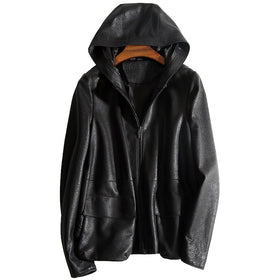 Casual Genuine Womens Leather Coat-Womens Leather Coat-Inland Leather Co.-Black-S-Inland Leather Co.