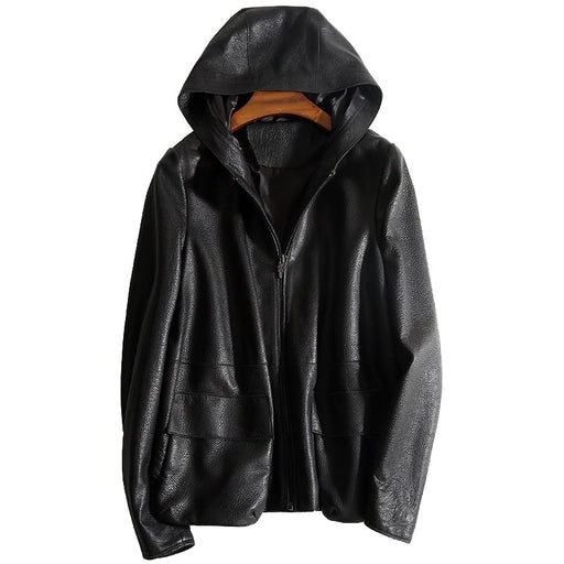 Casual Genuine Womens Leather Coat-Womens Leather Coat-Inland Leather Co.-Black-S-Inland Leather Co.