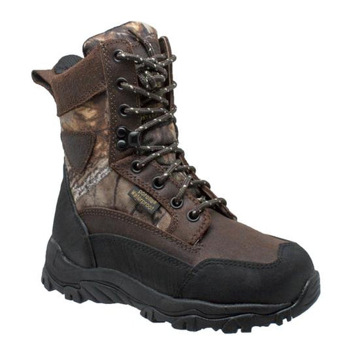Children's 8" Camo Dark Brown Leather Boots-Childrens Leather Boots-Inland Leather Co-4-Brown-M-Inland Leather Co