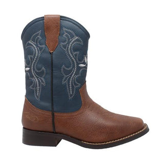 Children's 8" Western Pull On Navy Blue Leather Boots-Childrens Leather Boots-Inland Leather Co-Inland Leather Co
