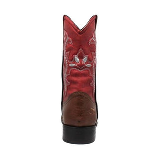 Children's 8" Western Pull on Red Leather Boots-Childrens Leather Boots-Inland Leather Co-Inland Leather Co