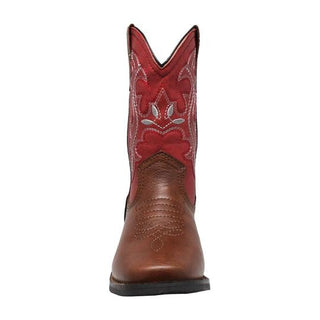 Children's 8" Western Pull on Red Leather Boots-Childrens Leather Boots-Inland Leather Co-Inland Leather Co