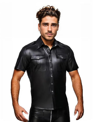 Chris Mens Leather Buttoned Up Shirt-Leather Tops-Inland Leather Co-Inland Leather Co