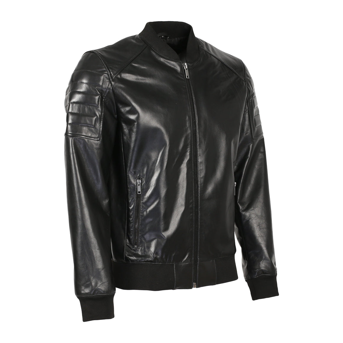Cicero Men's New Zealand Leather Bomber Jacket-Mens Leather Jacket-Inland Leather Co.-Black-4XL-Inland Leather Co.