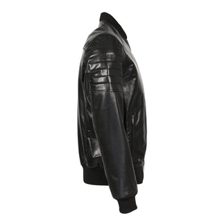 Cicero Men's New Zealand Leather Bomber Jacket-Mens Leather Jacket-Inland Leather Co.-Black-S-Inland Leather Co.