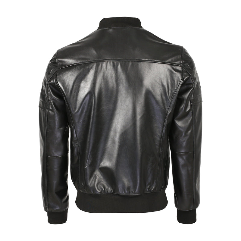 Cicero Men's New Zealand Leather Bomber Jacket-Mens Leather Jacket-Inland Leather Co.-Black-S-Inland Leather Co.