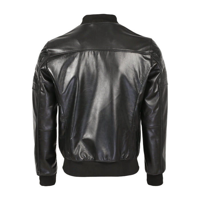 Cicero Men's New Zealand Leather Bomber Jacket-Mens Leather Jacket-Inland Leather Co.-Black-S-Inland Leather Co.